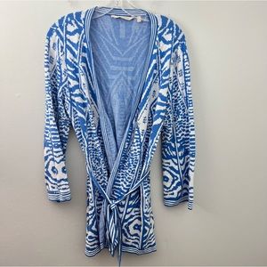 Soft Surroundings Siva Jacquard Belted Cardigan Sweater